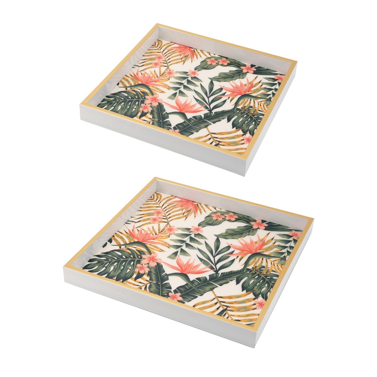 Artekko Artekko Tray Πολύχρωμοι Διακοσμητικοί Δίσκοι από MDF και Πλαστικό (40.5x40.5x4)cm 2pcs 48631