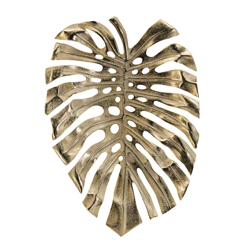 Artekko Artekko Monstera Διακοσμτική Πιατέλα Μέταλλο Χρυσό (48x34x3.5)cm 48668