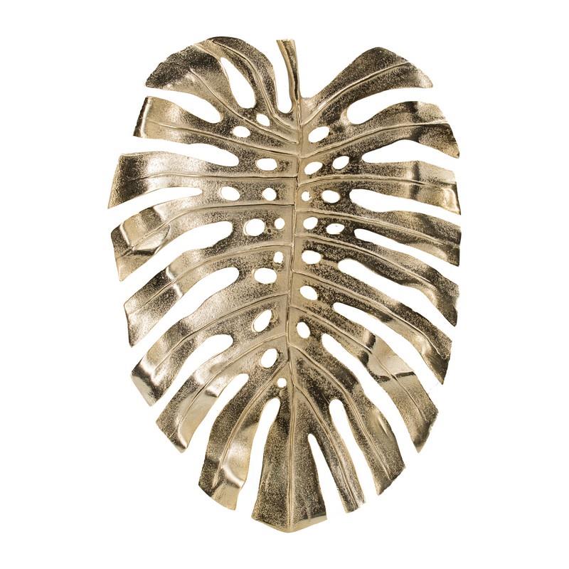 Artekko Artekko Monstera Διακοσμτική Πιατέλα Μέταλλο Χρυσό (63x44x5)cm 48669
