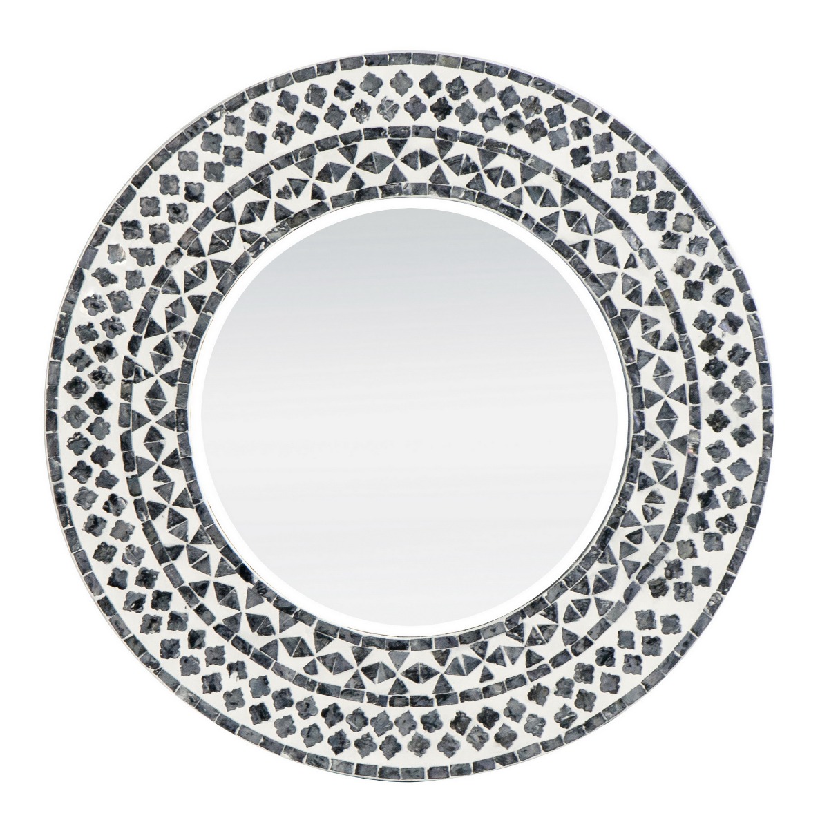 Artekko Artekko Ivory Ασπρόμαυρος Καθρέπτης Τοίχου από MDF και Capiz (61x2x61)cm 48757