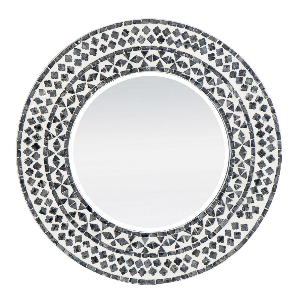 Artekko Artekko Ivory Ασπρόμαυρος Καθρέπτης Τοίχου από MDF και Capiz (61x2x61)cm 48757