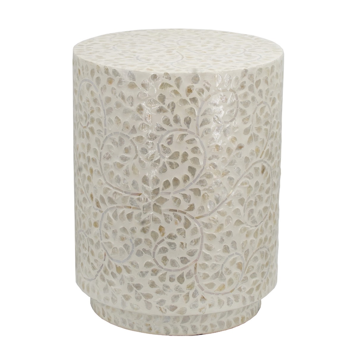 Artekko Artekko Ivory Τραπέζι Βοηθητικό Σκαμπό MDF Capiz Μπεζ (35x35x45)cm 49921