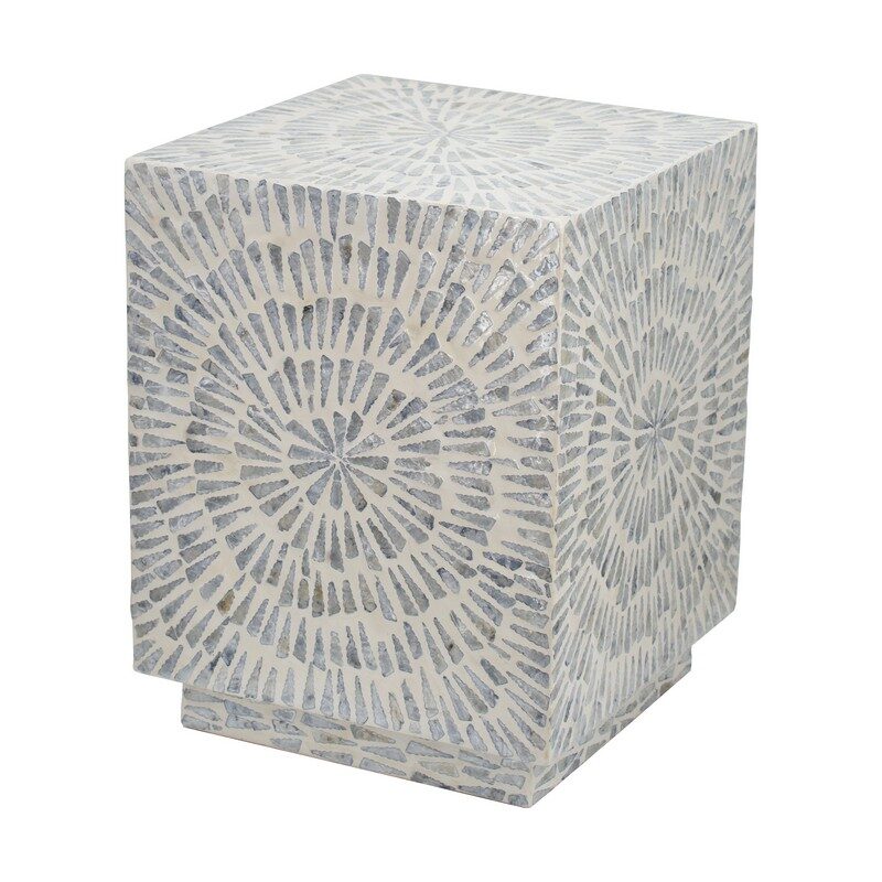 Artekko Artekko Ivory Τραπέζι Βοηθητικό Σκαμπό MDF Capiz Μπεζ (35x35x45)cm 49923