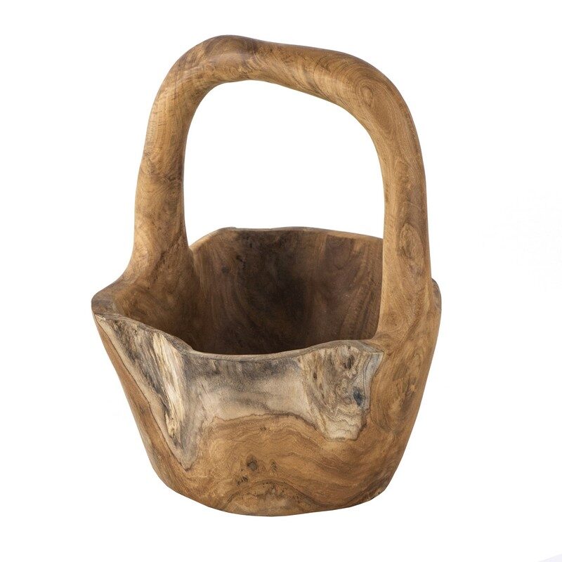 Artekko Artekko Woody Διακοσμητικό Μπολ με Λαβή από Ξύλο Teak Φυσική Απόχρωση (22x22x33)cm 49935