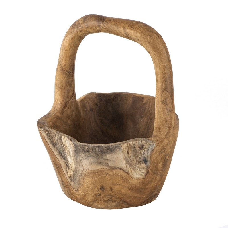 Artekko Artekko Woody Διακοσμητικό Μπολ με Λαβή από Ξύλο Teak Φυσική Απόχρωση (22x22x33)cm 49935