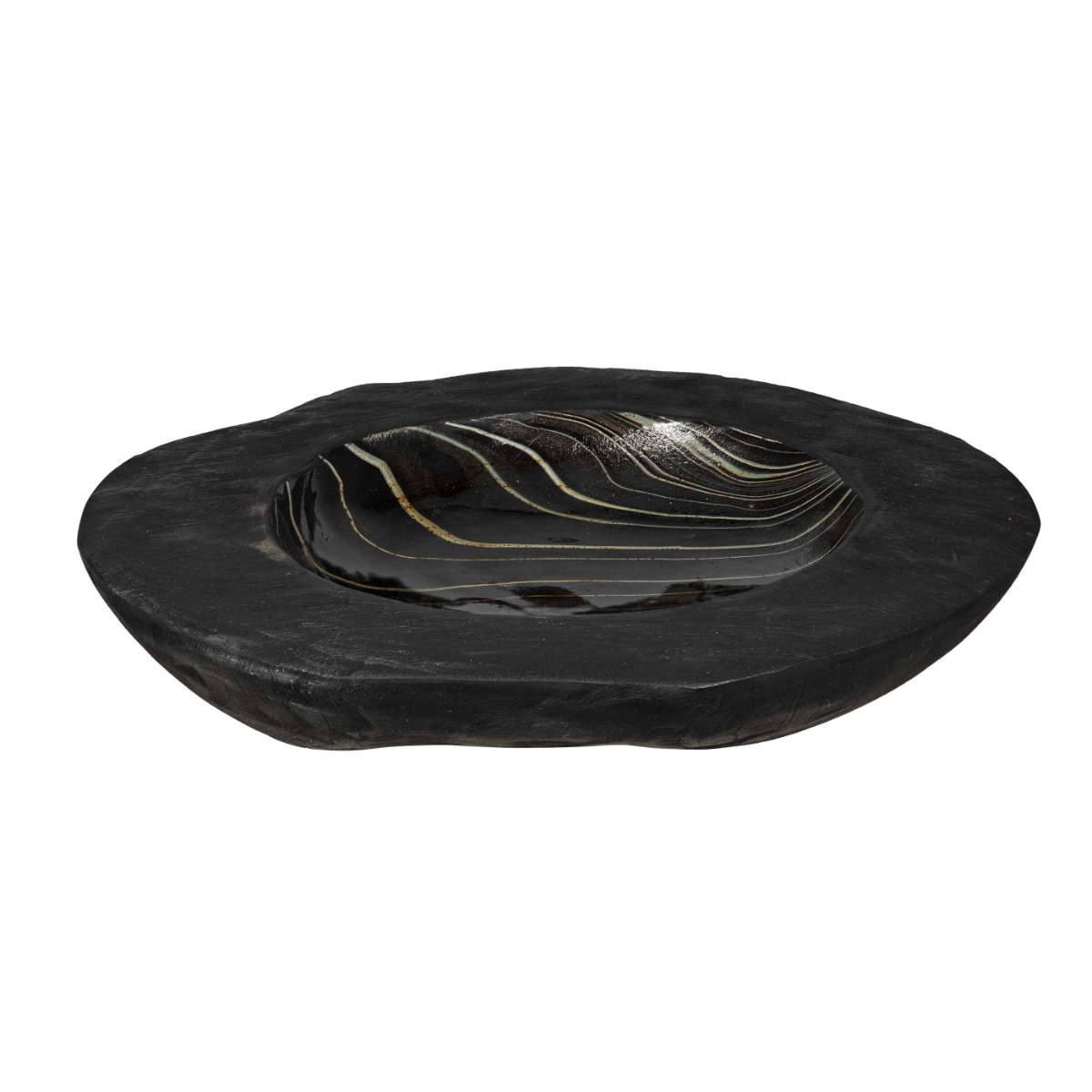 Artekko Artekko Woody Μαύρο Διακοσμητικό Μπολ από Ξύλο Teak (30x30x8)cm 49994-BLAC
