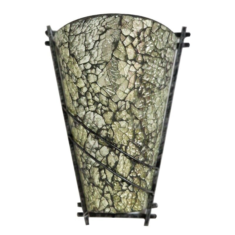 Artekko Artekko Crackle Color Γυάλινο Κρακελέ Ασημί Φωτιστικό Τοίχου Απλίκα E14 σε Μεταλλική Βάση (22x12x30)cm 510-1056