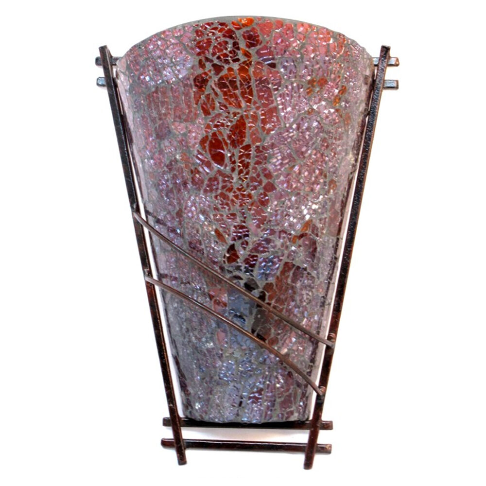 Artekko Artekko Crackle Color Γυάλινο Κρακελέ Μπορντό Φωτιστικό Τοίχου Απλίκα E14 σε Μεταλλική Βάση (22x12x30) 510-1058