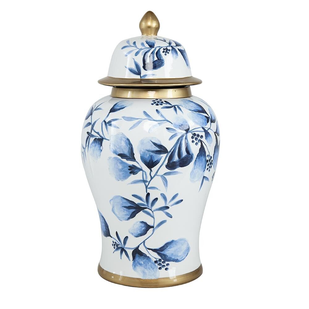 Artekko Artekko Melania Βάζο με Kαπάκι Πορσελάνη Άσπρο Μπλε (45x24x24)cm 60678