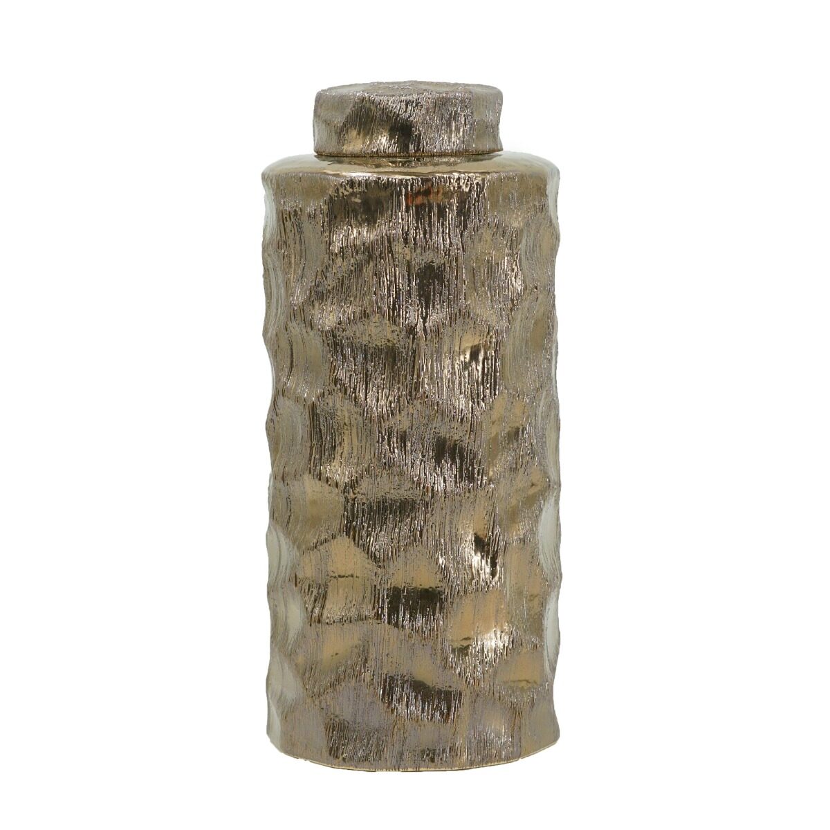 Artekko Artekko Lidded Μπρονζέ Κεραμικό Διακοσμητικό Δοχείο Βάζο με Καπάκι (14x14x32.5)cm 61005
