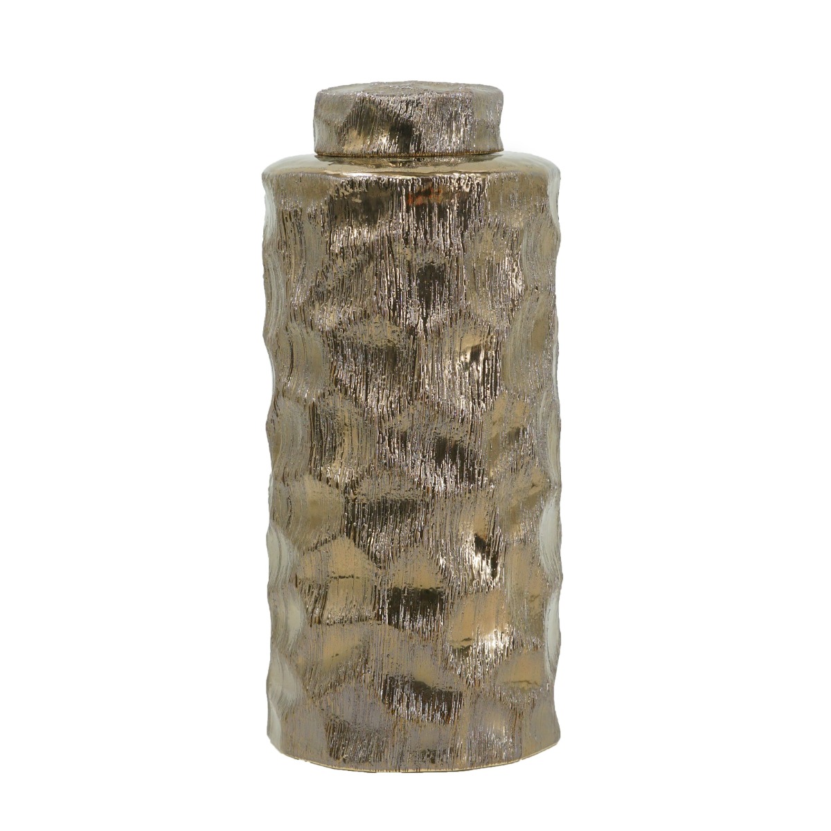 Artekko Artekko Lidded Μπρονζέ Κεραμικό Διακοσμητικό Δοχείο Βάζο με Καπάκι (14x14x32.5)cm 61005