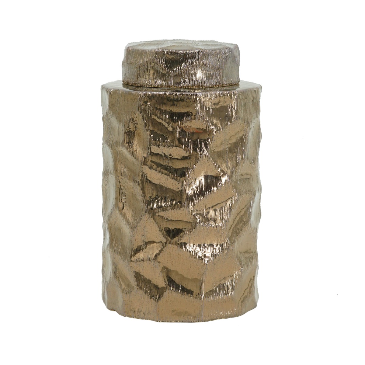 Artekko Artekko Lidded Μπρονζέ Κεραμικό Διακοσμητικό Δοχείο Βάζο με Καπάκι (15x15x25)cm 61006