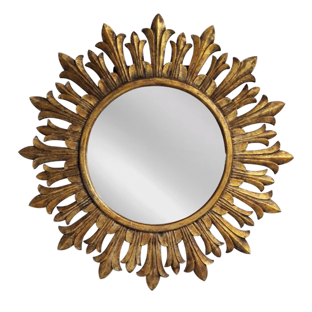 Artekko Artekko Mirroki Ξύλινος Χρυσός Σκαλιστός Καθρέπτης Τοίχου (120x120)cm 667-4007