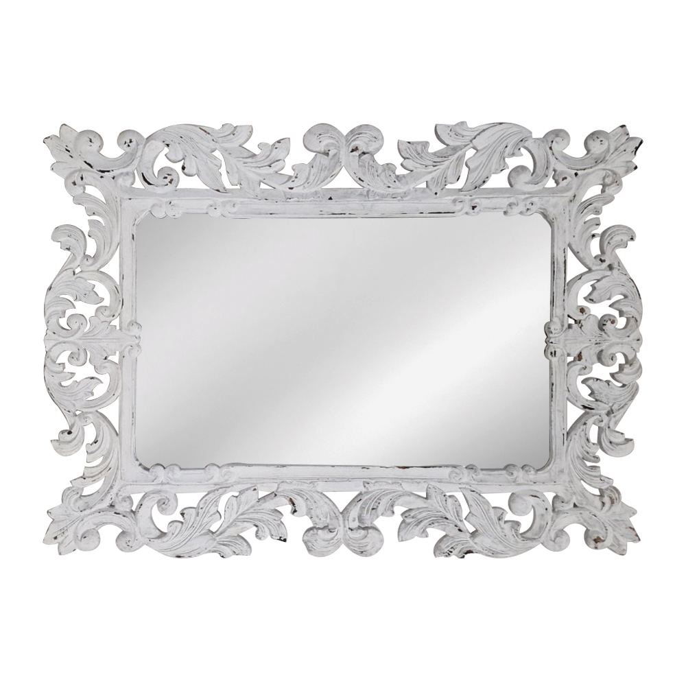 Artekko Artekko Mirroki Ξύλινος Λευκός Σκαλιστός Καθρέπτης Τοίχου (120x90)cm 667-4013-A