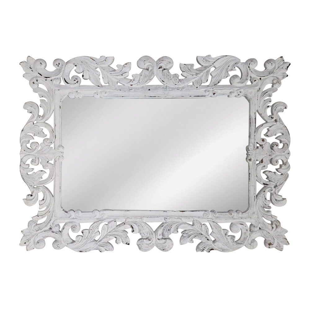 Artekko Artekko Mirroki Ξύλινος Λευκός Σκαλιστός Καθρέπτης Τοίχου (120x90)cm 667-4013-A