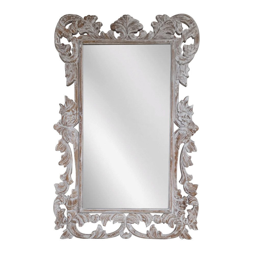 Artekko Artekko Mirroki Ξύλινος Λευκός Πατίνα Σκαλιστός Καθρέπτης Τοίχου (150x100)cm 667-4029