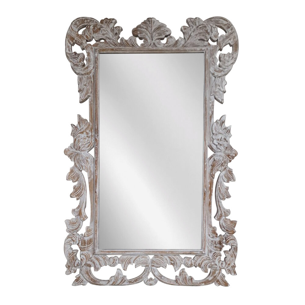 Artekko Artekko Mirroki Ξύλινος Λευκός Πατίνα Σκαλιστός Καθρέπτης Τοίχου (150x100)cm 667-4029