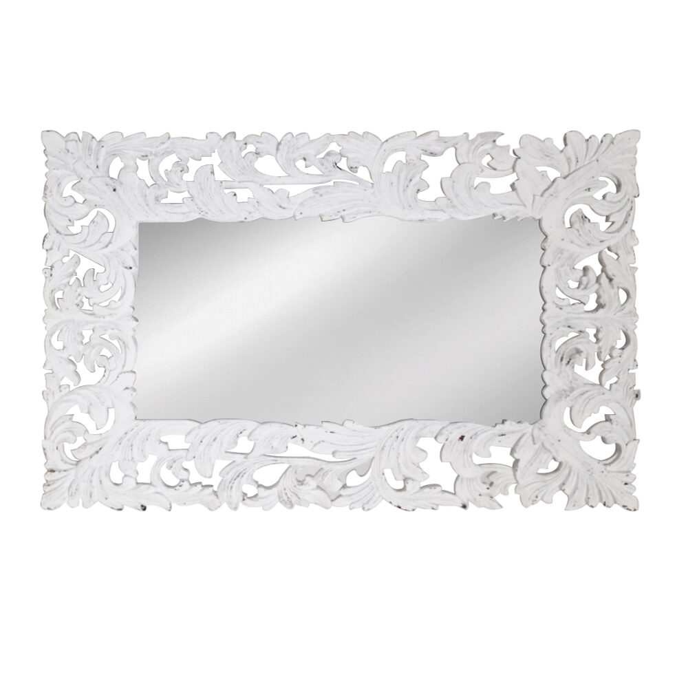 Artekko Artekko Mirroki Ξύλινος Λευκός Σκαλιστός Καθρέπτης Τοίχου (150x100)cm 667-4031