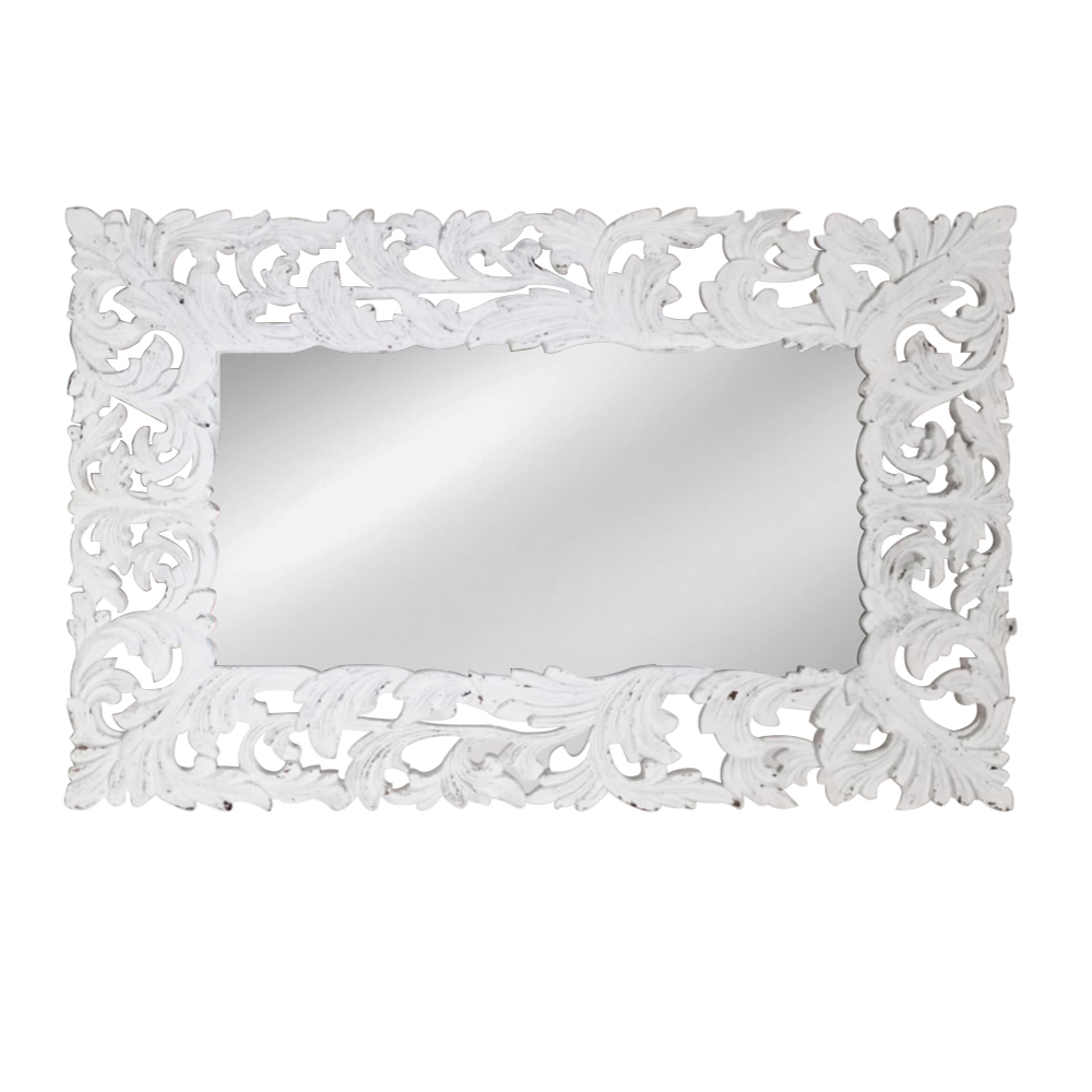 Artekko Artekko Mirroki Ξύλινος Λευκός Σκαλιστός Καθρέπτης Τοίχου (150x100)cm 667-4031
