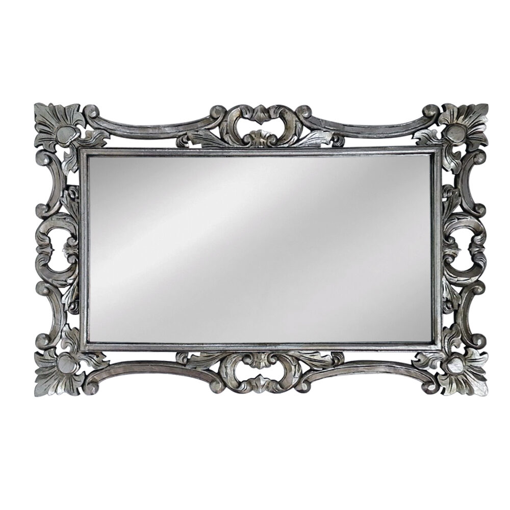 Artekko Artekko Mirroki Ξύλινος Ασημί Σκαλιστός Καθρέπτης Τοίχου (120x80)cm 667-4034-B