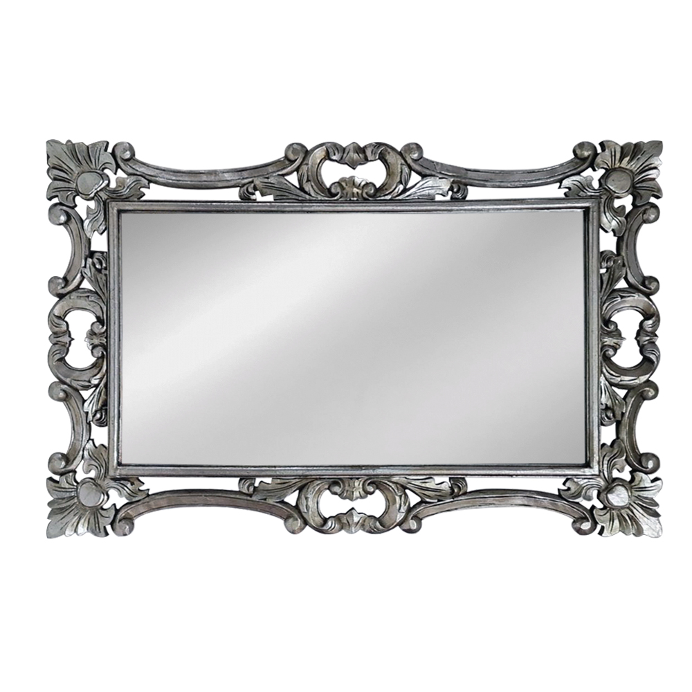 Artekko Artekko Mirroki Ξύλινος Ασημί Σκαλιστός Καθρέπτης Τοίχου (120x80)cm 667-4034-B