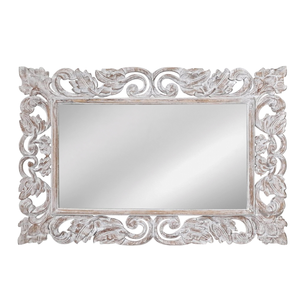 Artekko Artekko Mirroki Ξύλινος Μπεζ Πατίνα Σκαλιστός Καθρέπτης Τοίχου (120x90)cm 667-4038