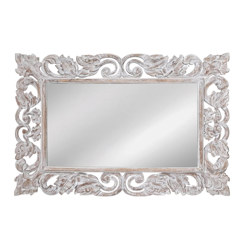 Artekko Artekko Mirroki Ξύλινος Μπεζ Πατίνα Σκαλιστός Καθρέπτης Τοίχου (120x90)cm 667-4038