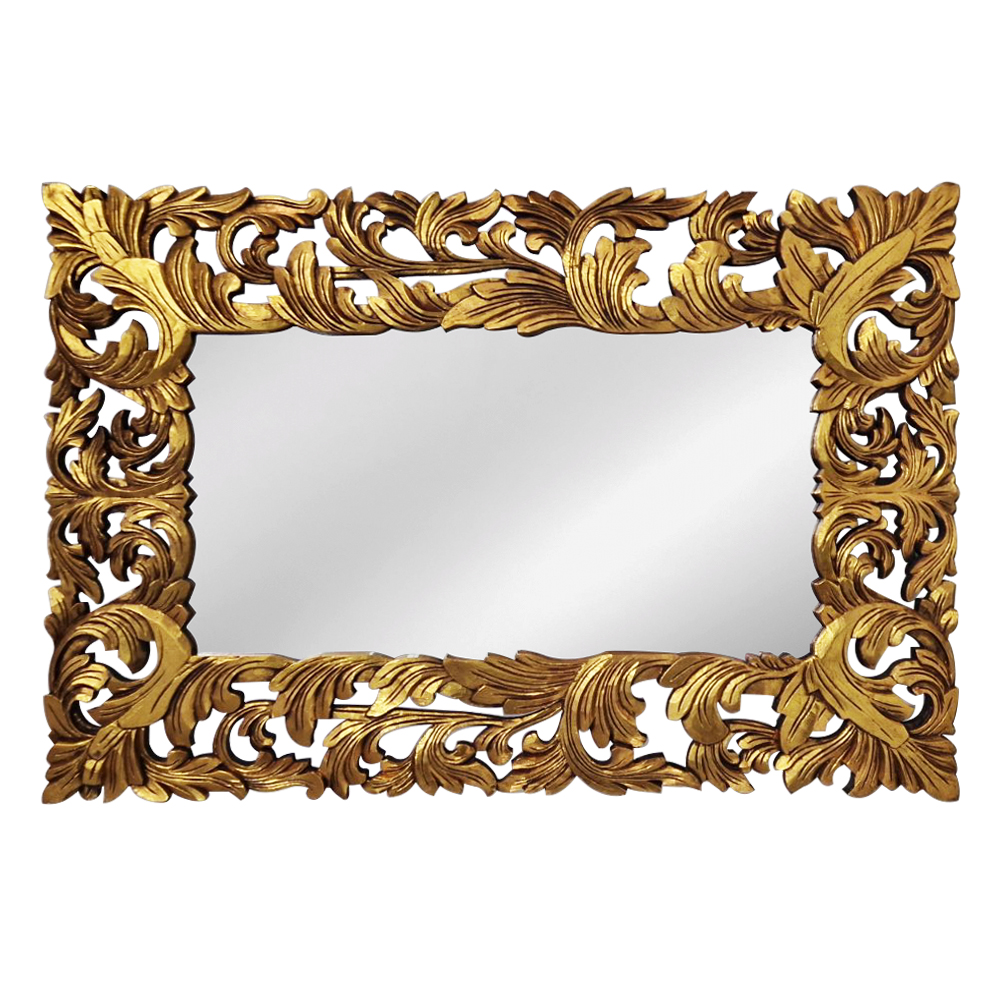 Artekko Artekko Mirroki Ξύλινος Χρυσός Σκαλιστός Καθρέπτης Τοίχου (120x90)cm 667-4039-A