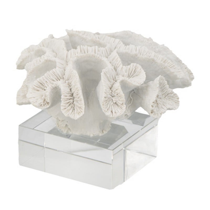 Artekko Artekko Coral Διακοσμητικό Κοράλλι σε Βάση Ρητίνη Γυαλί Λευκό (22.9x21.6x16)cm 70301