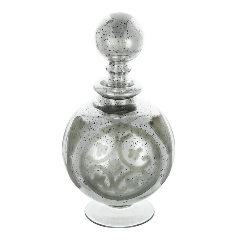 Artekko Artekko Silver Ασημί Γυάλινο Διακοσμητικό Αντικέ Δοχείο (15x15x28)cm 70445