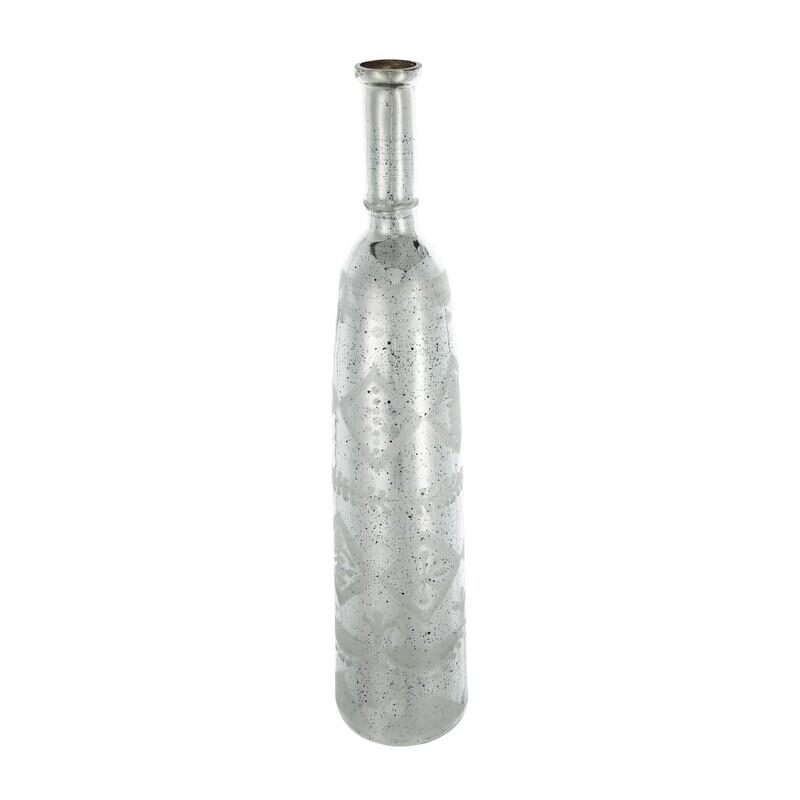 Artekko Artekko Silver Διακοσμητικό Βάζο Αντικέ Γυαλί Ασημί (15x15x76)cm 70449