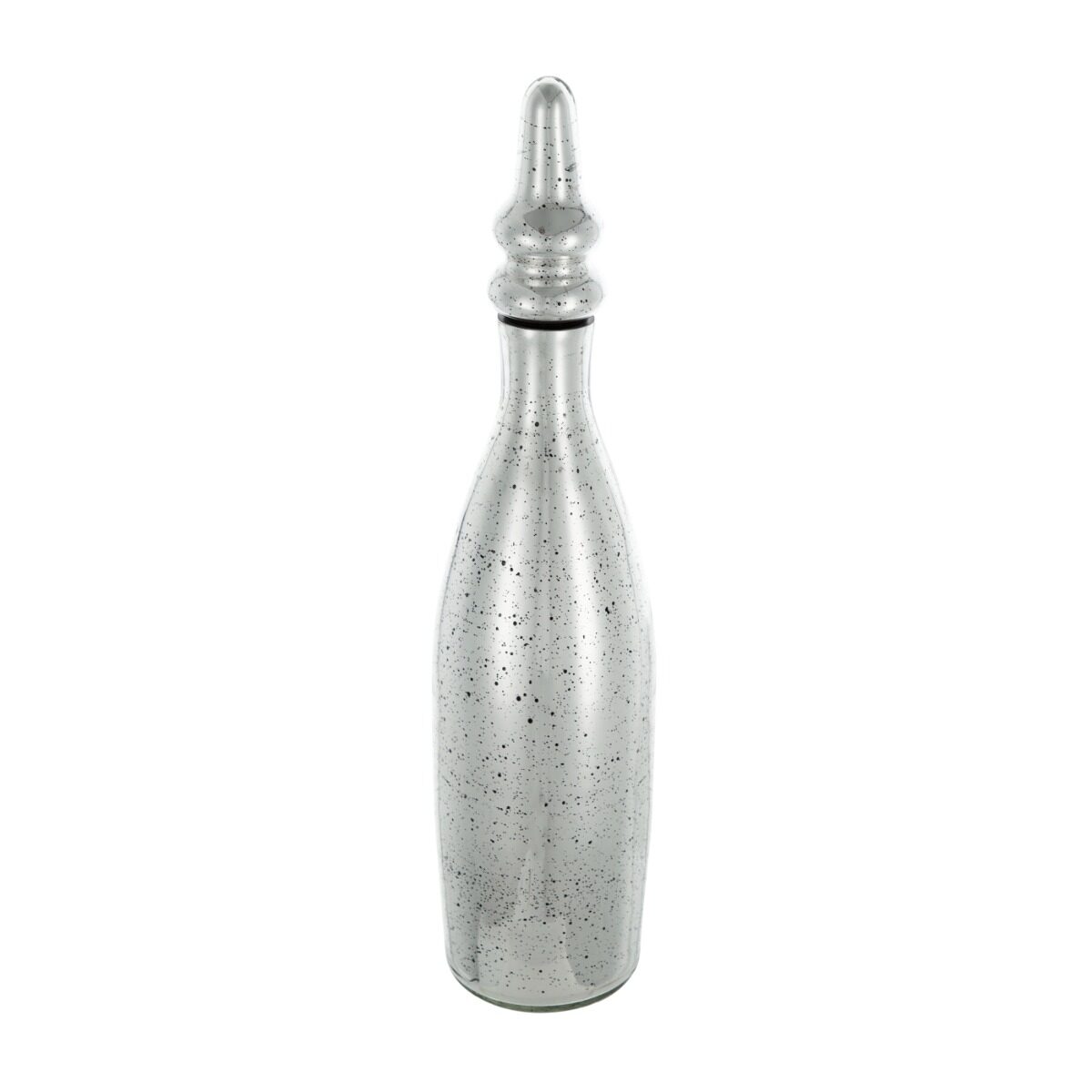 Artekko Artekko Silver Γυάλινο Ασημί Αντικέ Διακοσμητικό Βάζο με Πώμα (14x14x53)cm 70455
