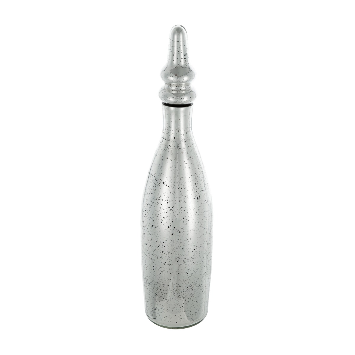 Artekko Artekko Silver Γυάλινο Ασημί Αντικέ Διακοσμητικό Βάζο με Πώμα (14x14x53)cm 70455