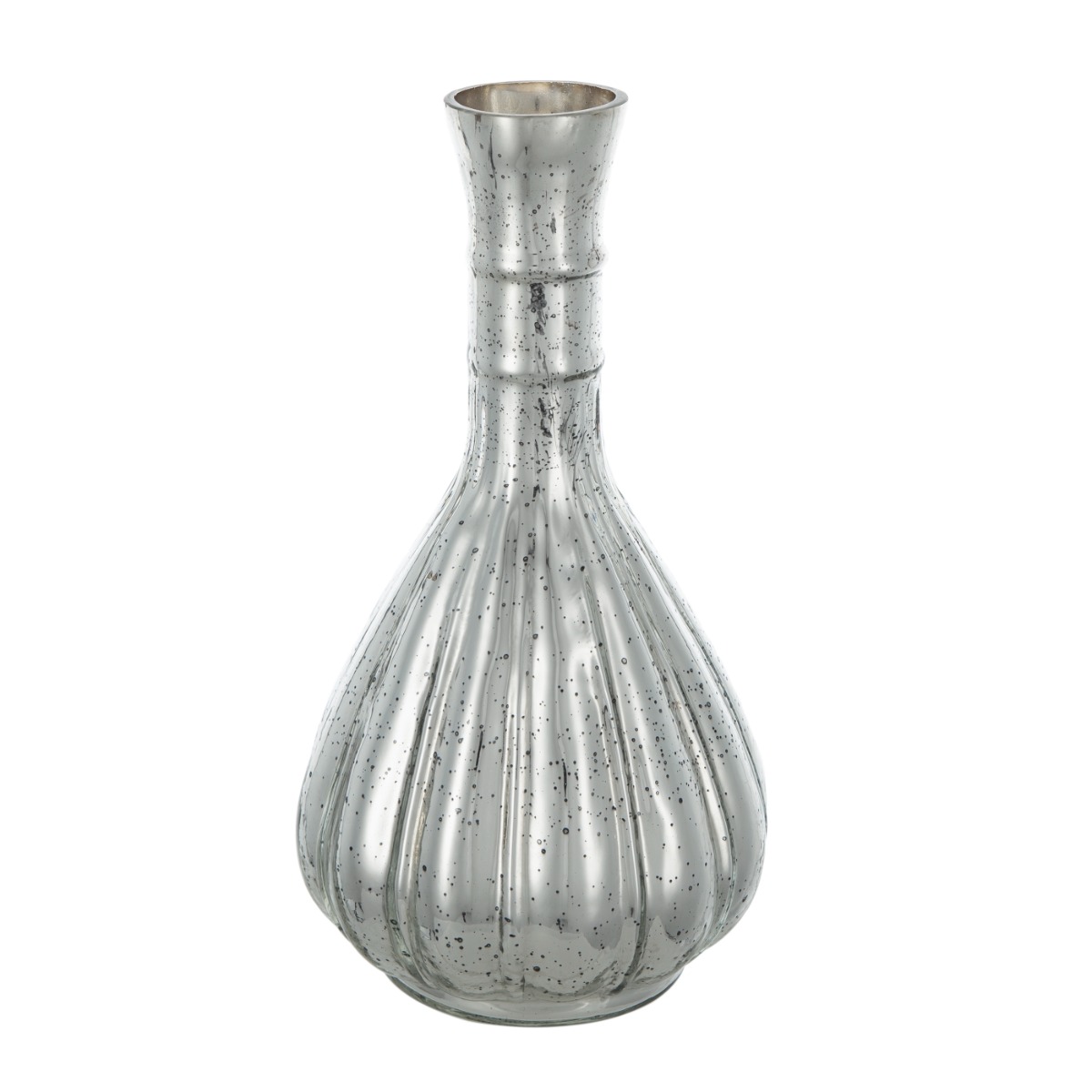 Artekko Artekko Silver Γυάλινο Ασημί Αντικέ Διακοσμητικό Βάζο (12.5x12.5x25)cm 70456