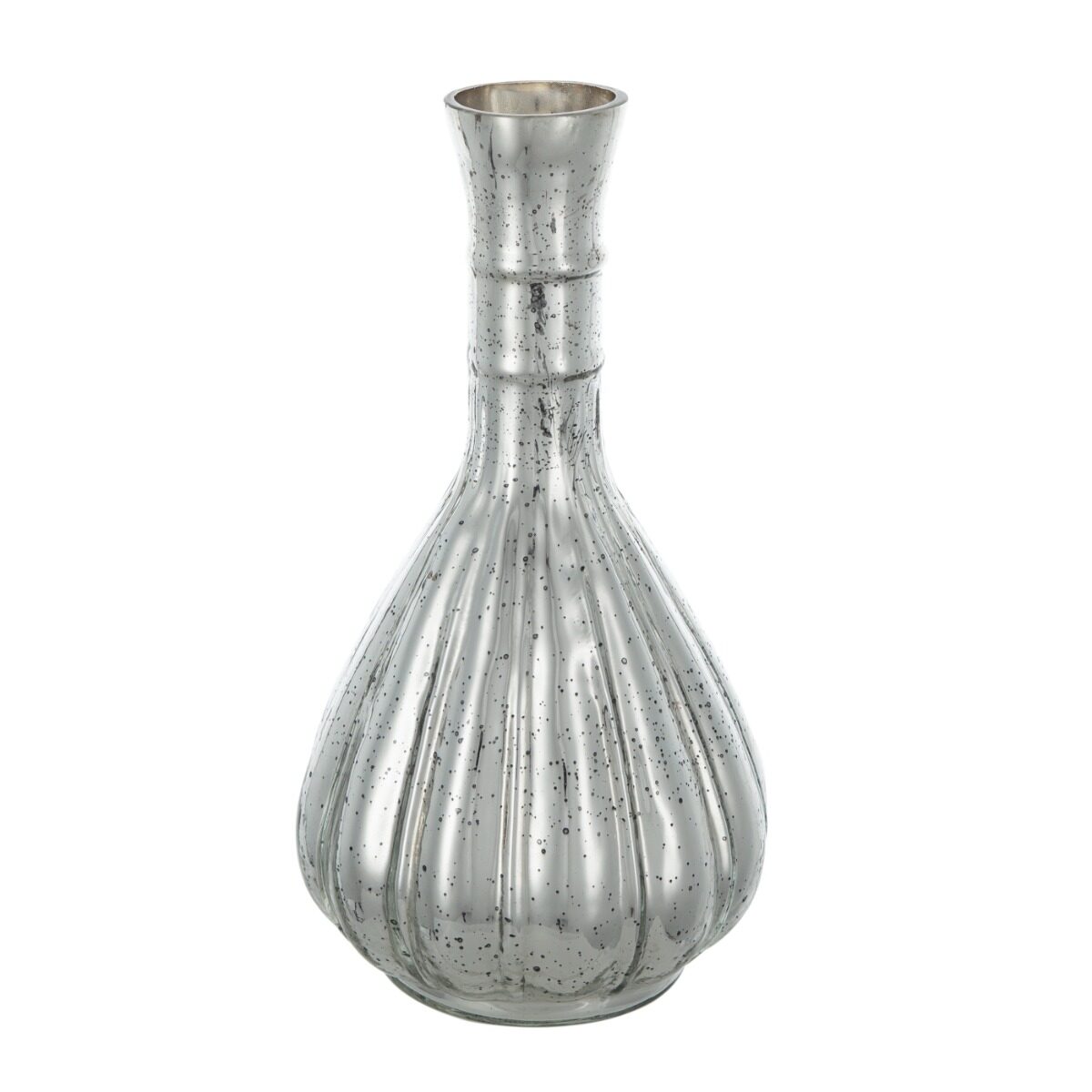 Artekko Artekko Silver Γυάλινο Ασημί Αντικέ Διακοσμητικό Βάζο (12.5x12.5x25)cm 70456