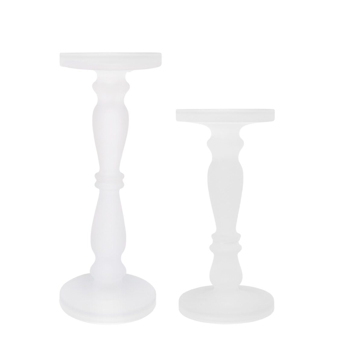 Artekko Artekko Frosted Γυάλινο Λευκό Κηροπήγιο (13x13x35.5)cm 2psc 70460-FRCL-DS-SA