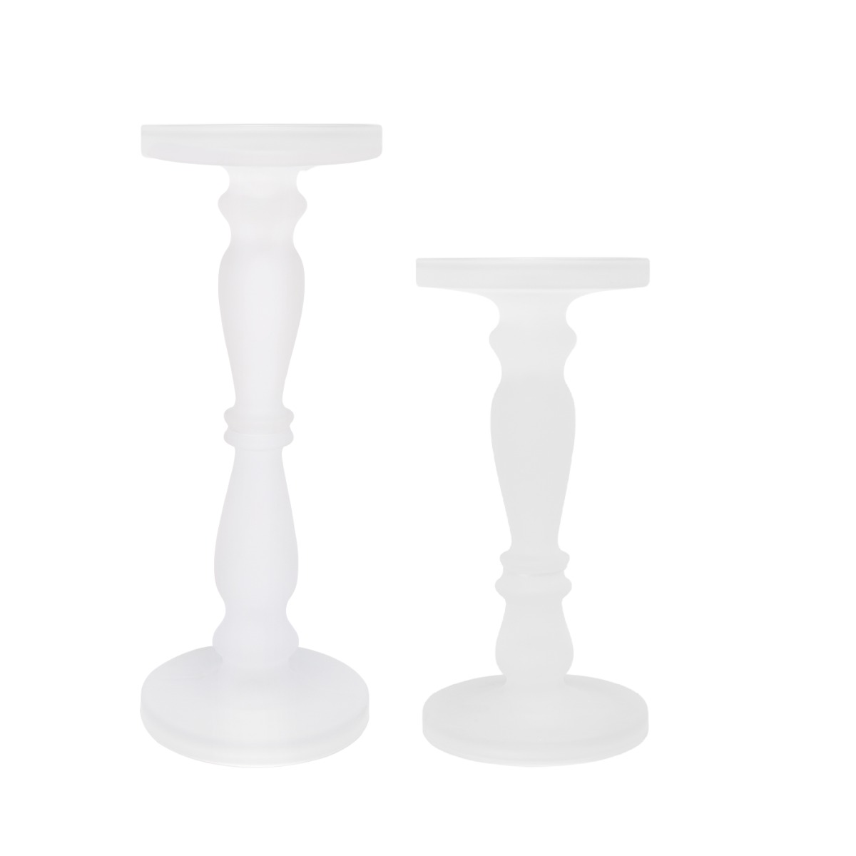 Artekko Artekko Frosted Γυάλινο Λευκό Κηροπήγιο (13x13x35.5)cm 2psc 70460-FRCL-DS-SA