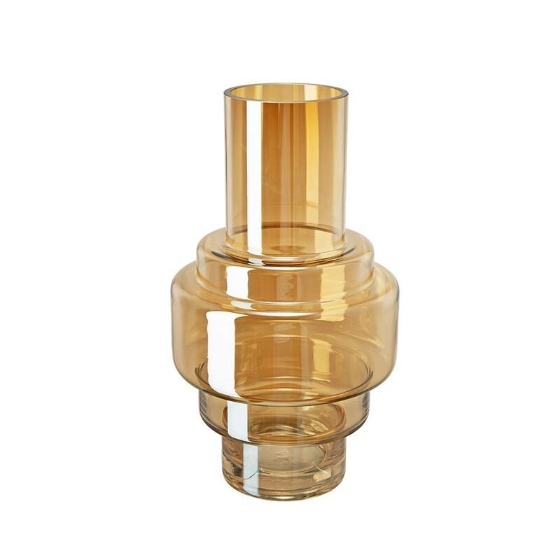 Artekko Artekko Fluted Διακοσμητικό Βάζο Ημιδιάφανο Κίτρινο (19.5x19.5x35)cm 70471-LUAM-DS-SA