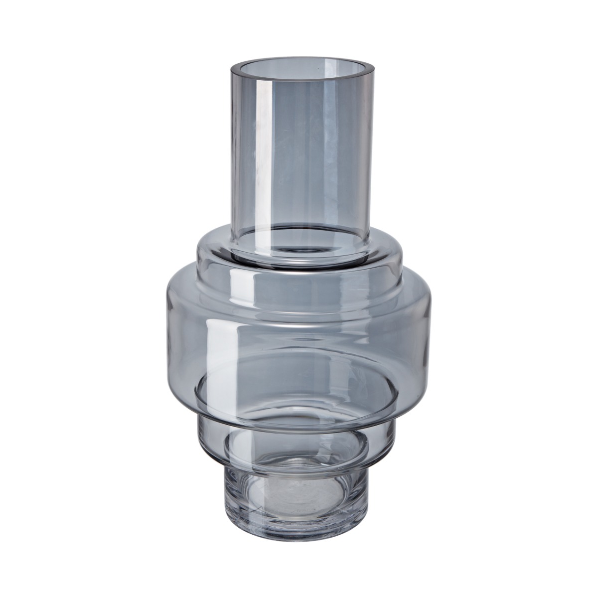 Artekko Artekko Fluted Διακοσμητικό Βάζο Ημιδιάφανο Γκρι (19.5x19.5x35)cm 70471-LUSM-DS-SA