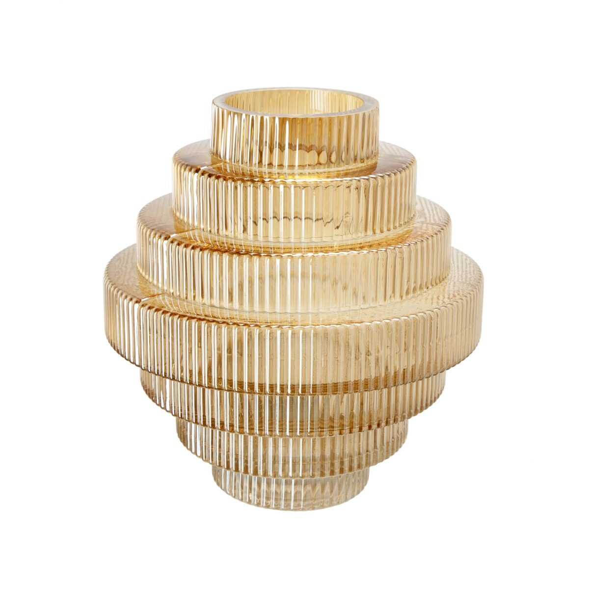 Artekko Artekko Fluted Κίτρινο Ημιδιάφανο Διακοσμητικό Βάζο με Ραβδώσεις (23x23x25)cm 70473-LUAM-DS-SA