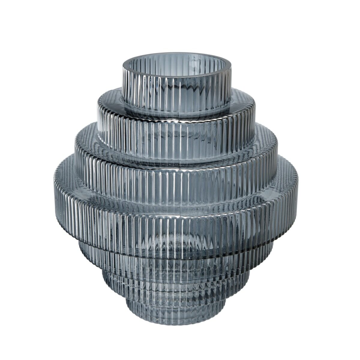 Artekko Artekko Fluted Μπλε Ημιδιάφανο Διακοσμητικό Βάζο με Ραβδώσεις (23x23x25)cm 70473-LUSM-DS-SA