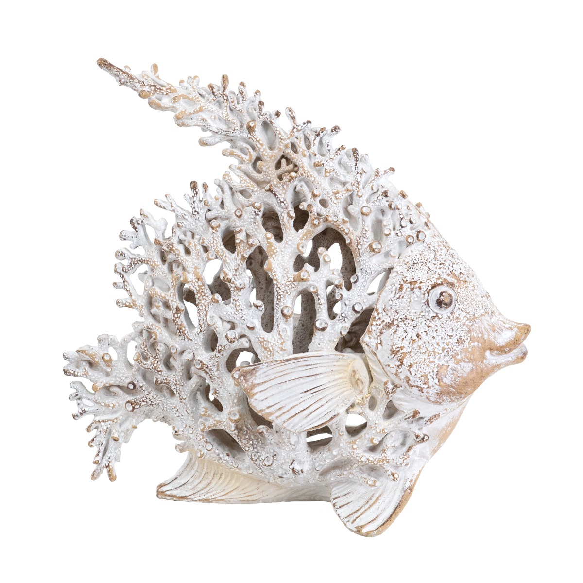 Artekko Artekko Coral Λευκό Διακοσμητικό Επιτραπέζιο Κοραλλένιο Ψάρι Ρητίνης (28x16x25)cm 70539