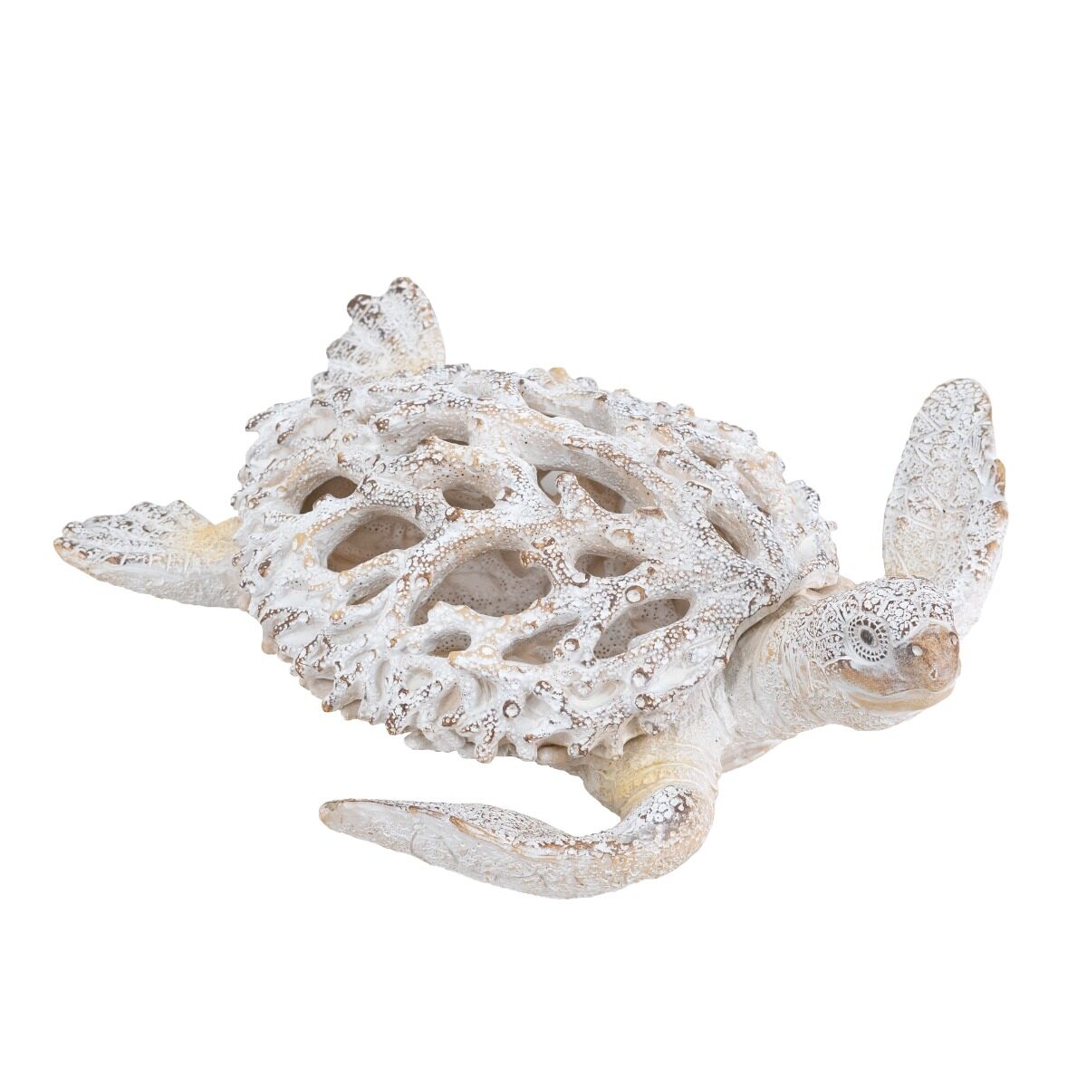 Artekko Artekko Coral Λευκή Διακοσμητική Επιτραπέζια Κοραλλένια Χελώνα Ρητίνης (33.5x31x10)cm 70547