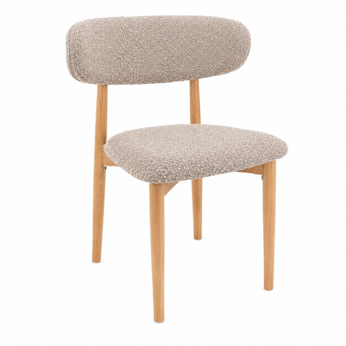 Artekko Artekko Bomonti Καφε Καρέκλα από Rubberwood με Γκρι Μπουκλέ Ύφασμα (56x50x79)cm 715-1111