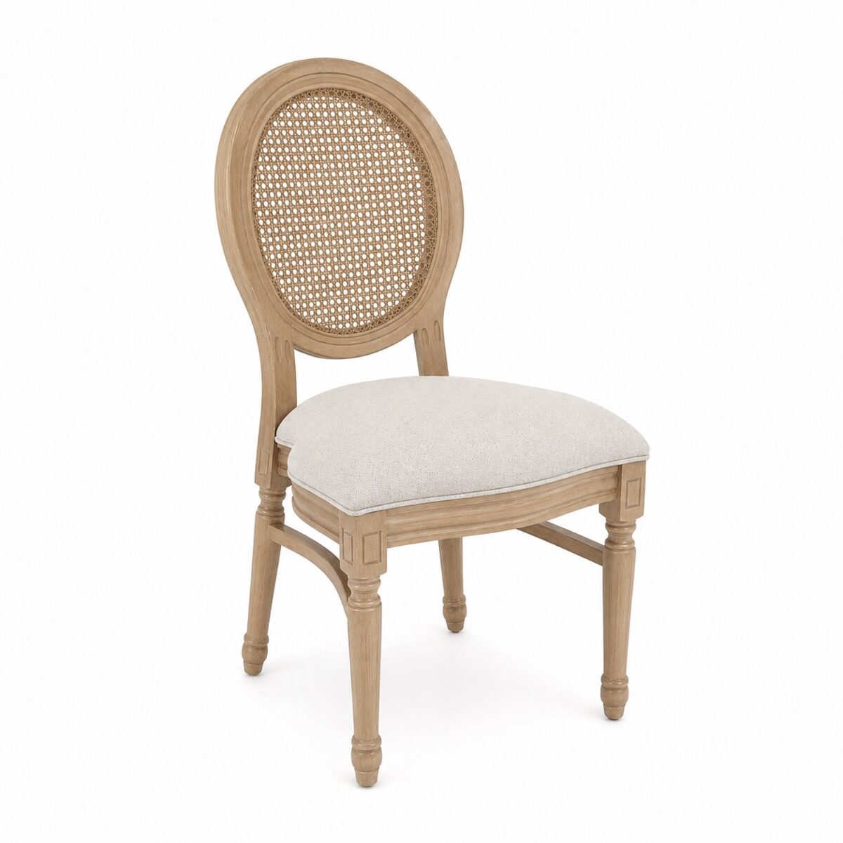 Artekko Artekko Vittoro Καφέ Καρέκλα από Birch Wood με Μπεζ Ύφασμα και Ρατάν (54x59x92)cm 715-1115