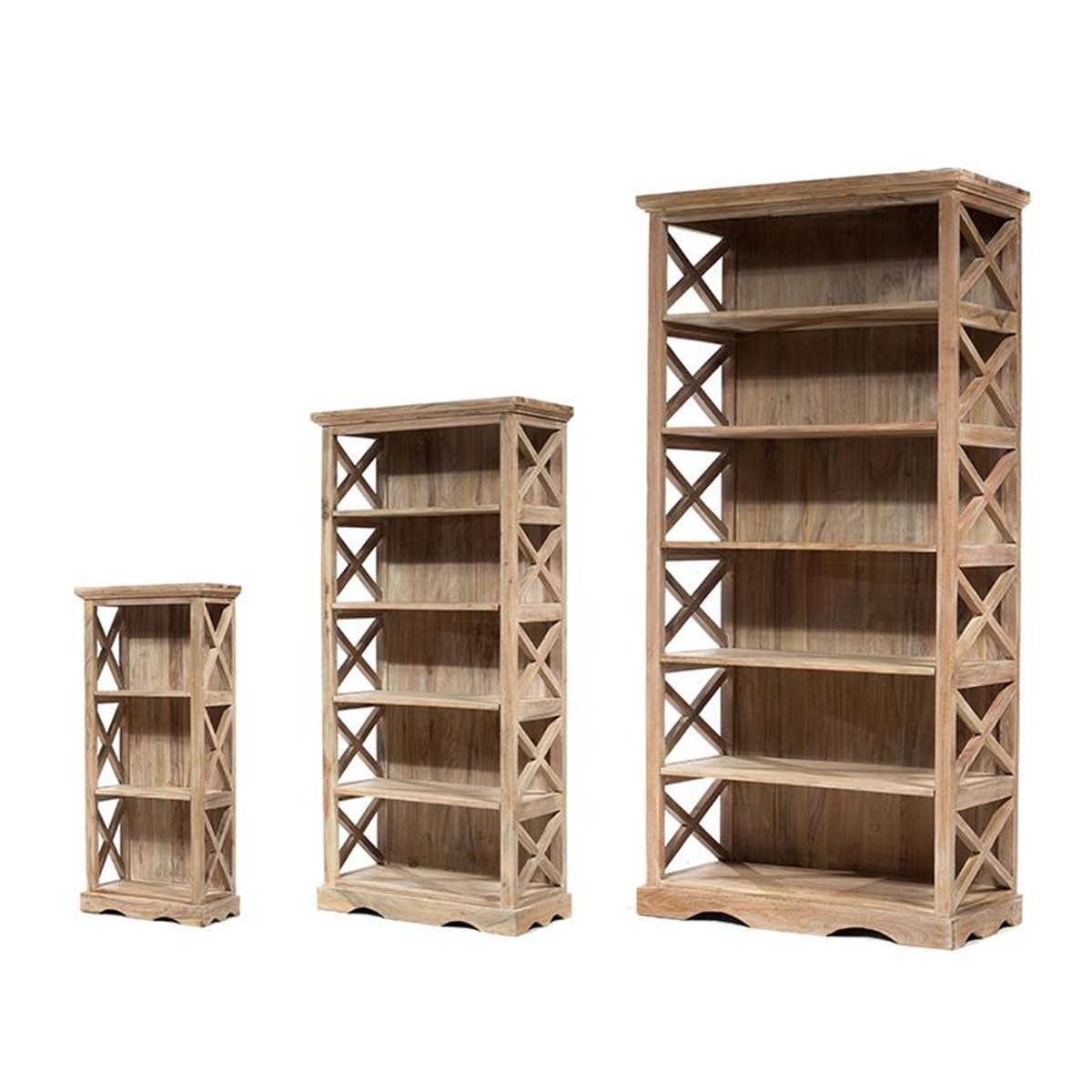 Artekko Artekko Attari Βιβλιοθήκες σε Λευκή Πατίνα από Ξύλο Teak (54x26x120)cm (72.5x33.5x150)cm (90x40x180)cm 3pcs 720-1049