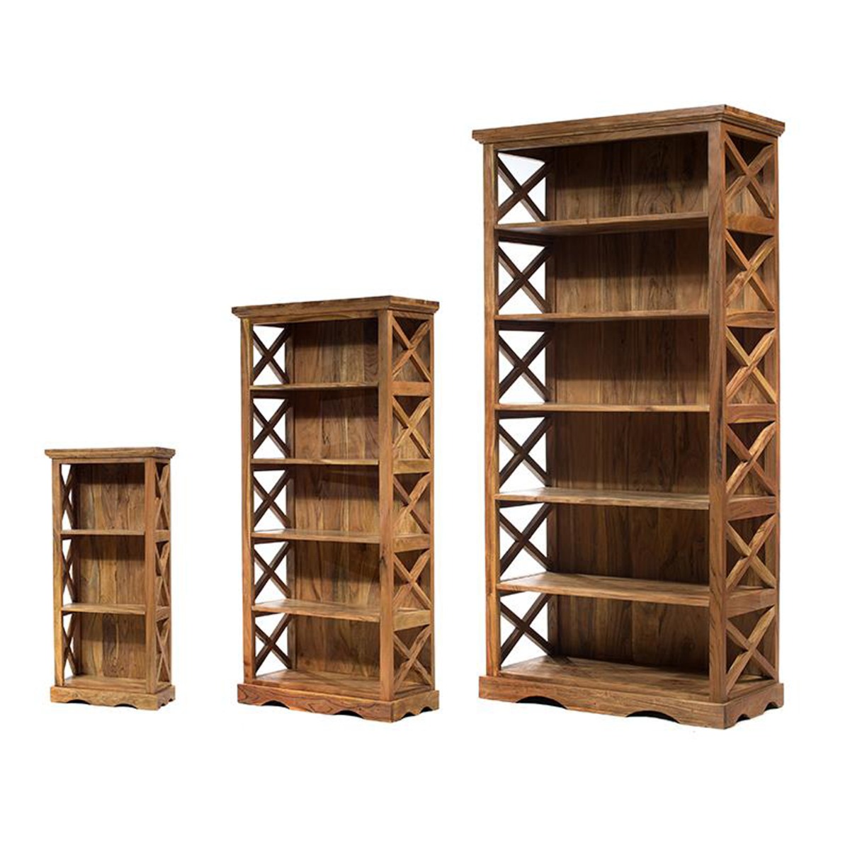 Artekko Artekko Attari Καφέ Βιβλιοθήκες από Ξύλο Teak (54x26x120)cm (72.5x33.5x150)cm (90x40x180)cm 3pcs 720-1218