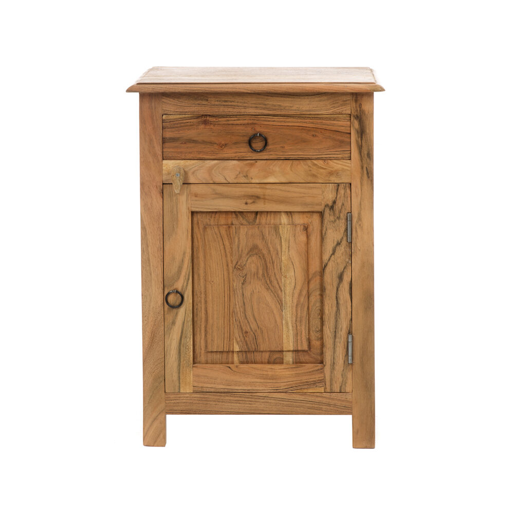 Artekko Artekko Attari Καφέ Κομοδίνο από Ξύλο Teak (45x32x66)cm 720-1229-LAP-LEFT