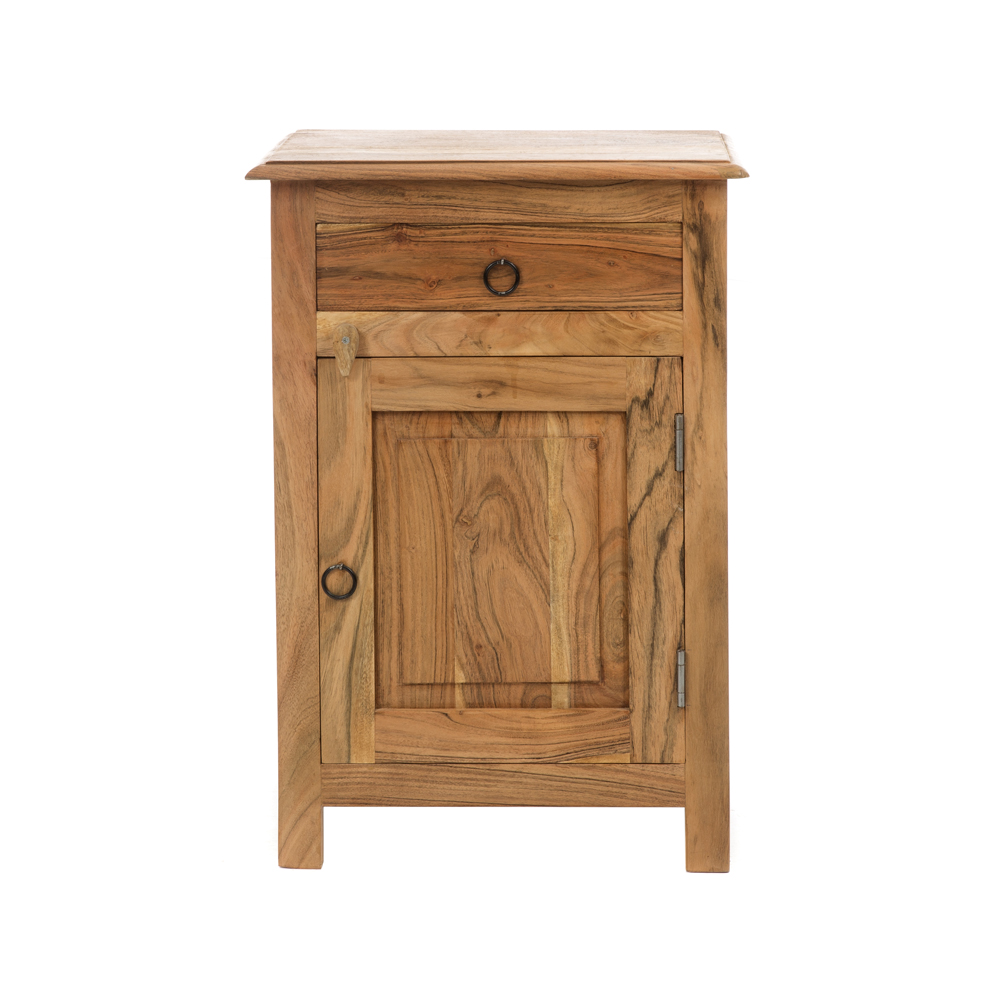 Artekko Artekko Attari Καφέ Κομοδίνο από Ξύλο Teak (45x32x66)cm 720-1229-LAP-LEFT