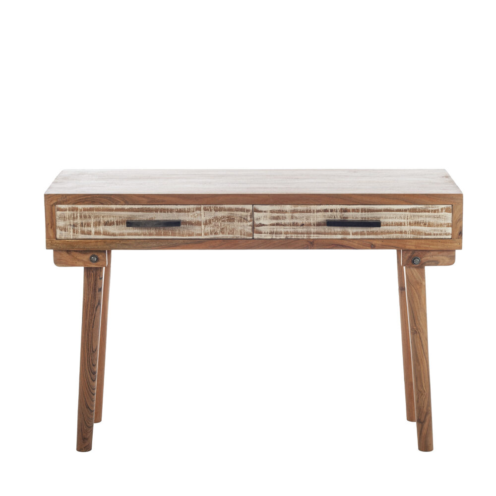 Artekko Artekko Attari Καφέ Κονσόλα από Ξύλο Teak με 2 Συρτάρια (118x40x79)cm 720-1253-LAP